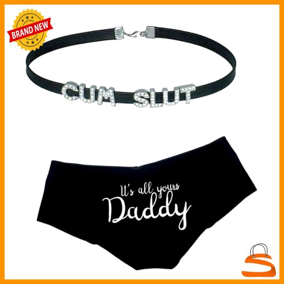 Adjustable Faux Leather Choker Necklace Set with Slideable Letters - Picture 3 of 6